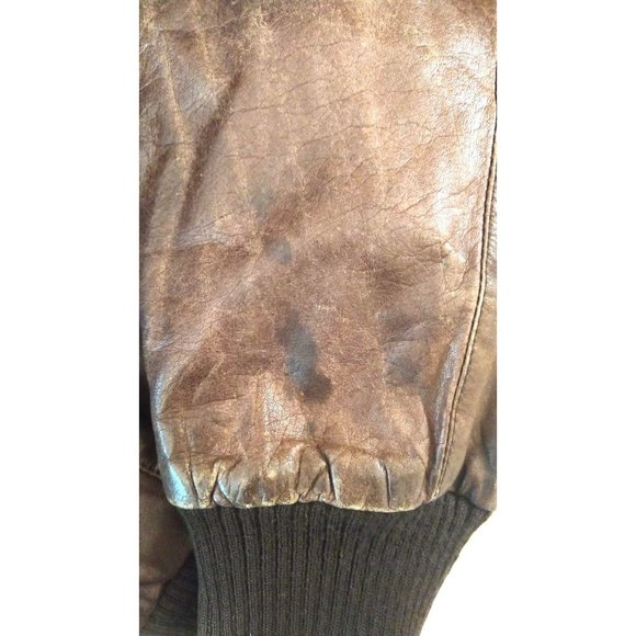 Saks Fifth Avenue mens vintage  brown leather bomber jacket - Picture 8 of 10